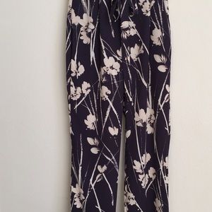 Zara navy and cream print pants
